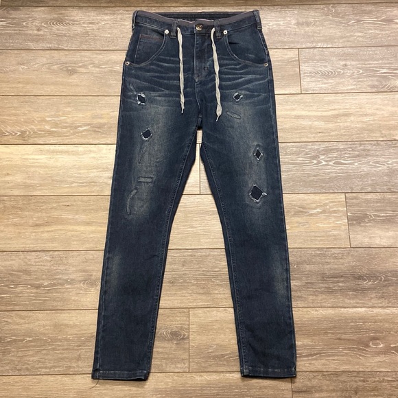 BIG TRAIN OSAKA JEANS JAPANESE STRETCH DENIM DRAWSTRING WAIST BLUE WAIST 29” - Picture 1 of 13